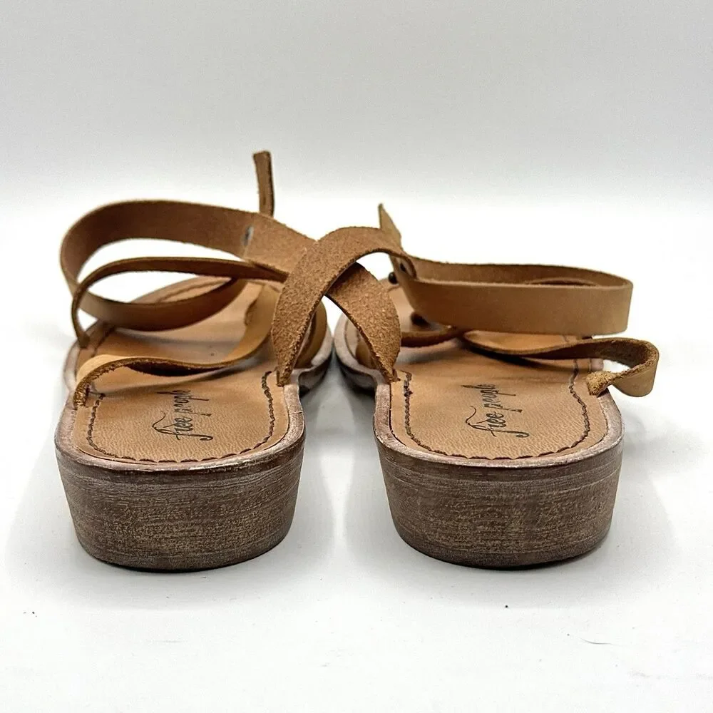 Free People Leather Strappy Flat Sandals Women’s Size EU 39 US 9 Boho Brown